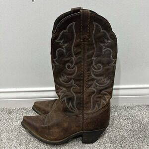Laredo Women's Size 7.5M Leather Western Cowboy Boots Embroidered Country Chic